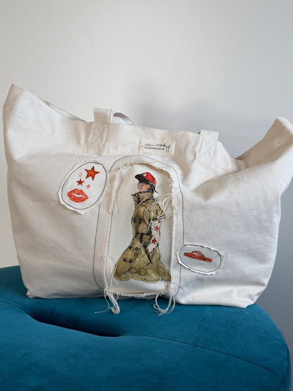 Shopping Bag Unikat – Handgezeichnete Applikationen NO. 7/10