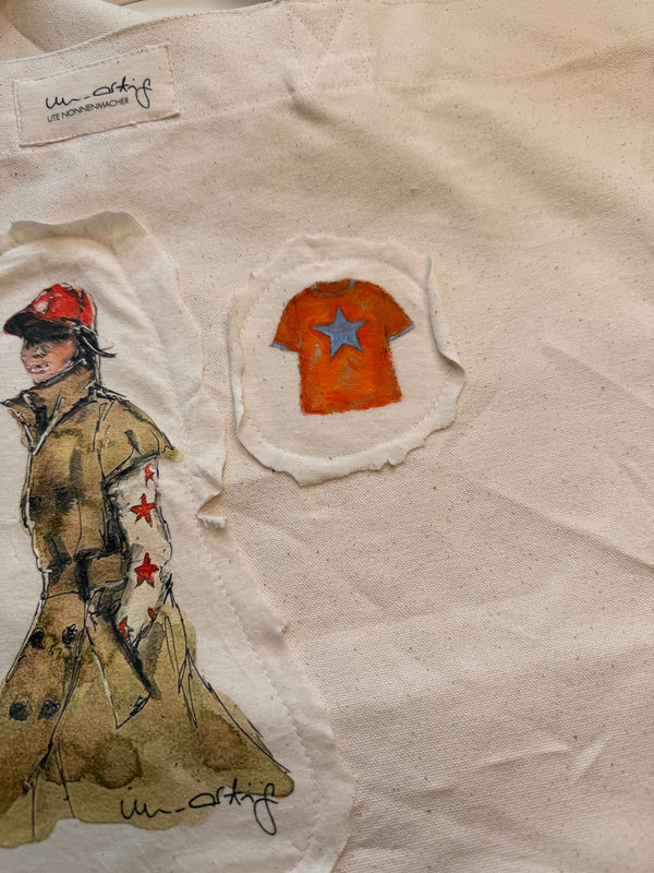 Shopping Bag Unikat – Handgezeichnete Applikationen NO. 10/10