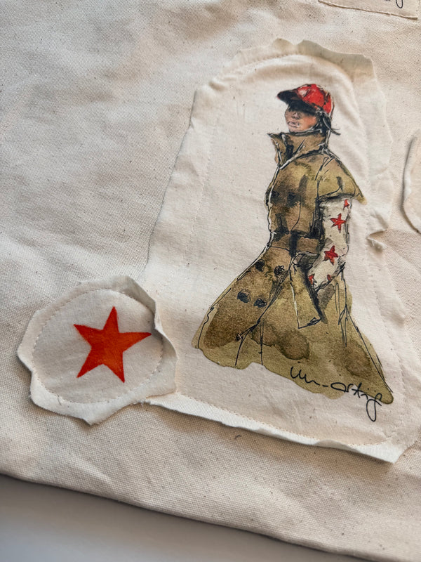 Shopping Bag Unikat – Handgezeichnete Applikationen NO. 10/10