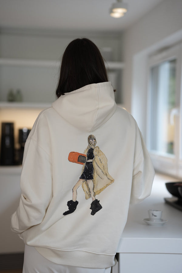 Hoodie mit Kängurutasche und Rückenprint "Snowboard"