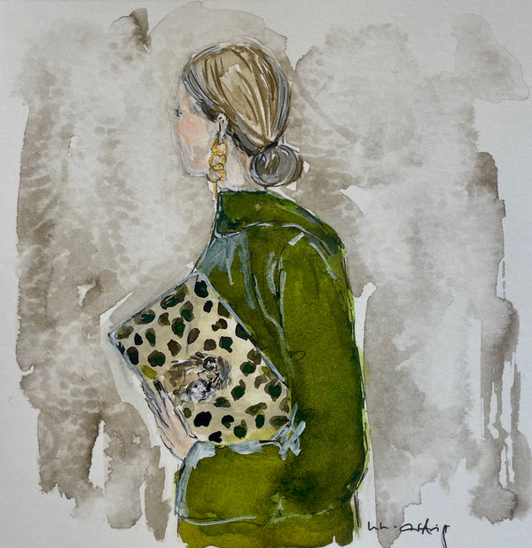 Frau, Grün mit Tasche | un-artig