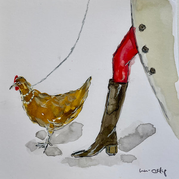 Frau mit Huhn an Leine | un-artig