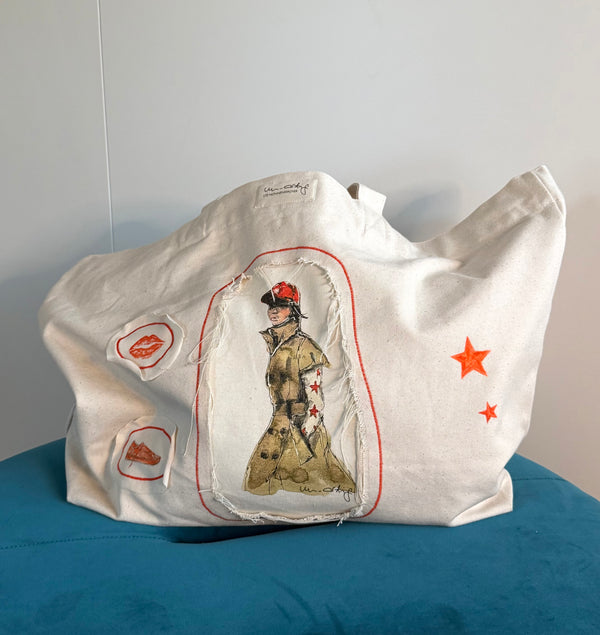 Shopping Bag Unikat – Handgezeichnete Applikationen NO. 2/10