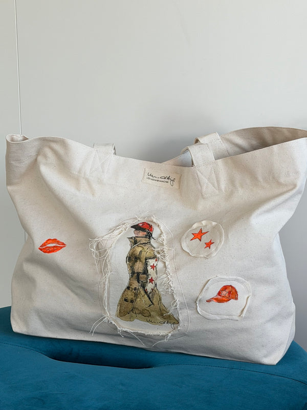 Shopping Bag Unikat – Handgezeichnete Applikationen NO. 4/10