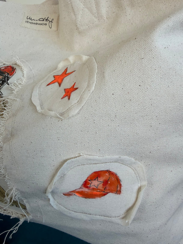 Shopping Bag Unikat – Handgezeichnete Applikationen NO. 4/10