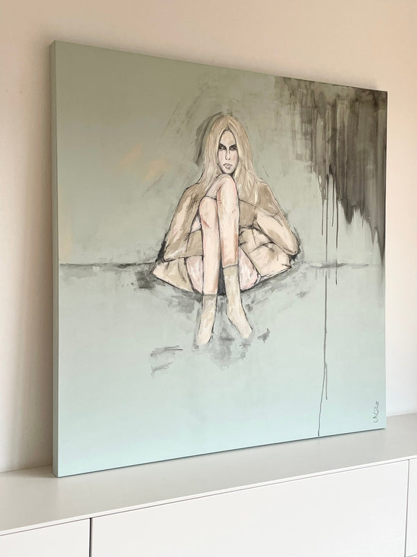 Leinwand Portrait Frau sitzend | un-artig