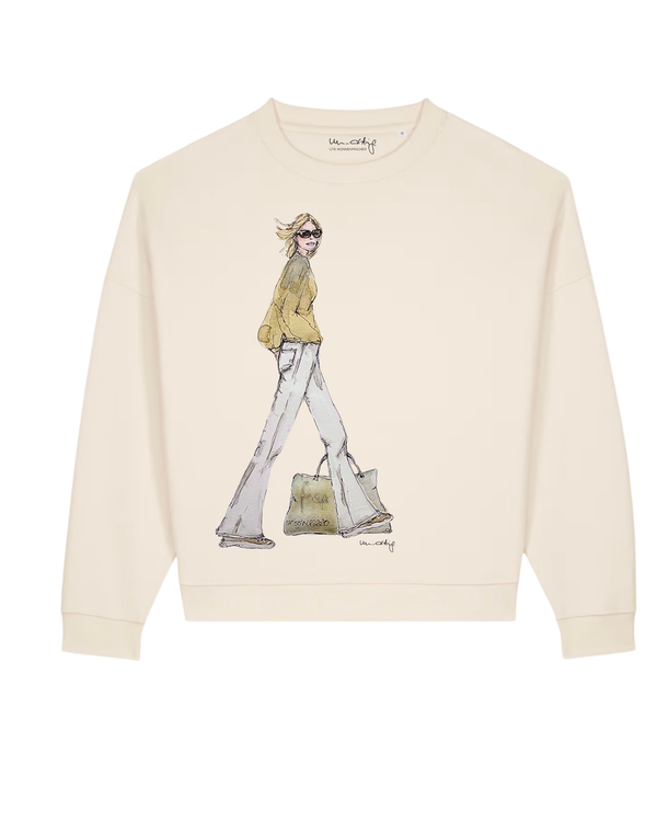 Sylt Sweatshirt Frau mit Tasche Farbe "cream" | un-artig