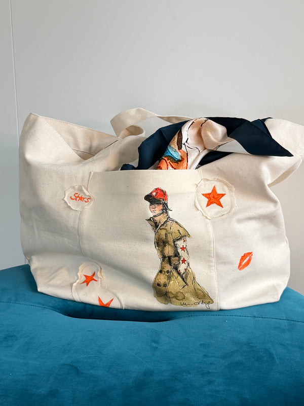 Shopping Bag Unikat – Handgezeichnete Applikationen NO. 6/10