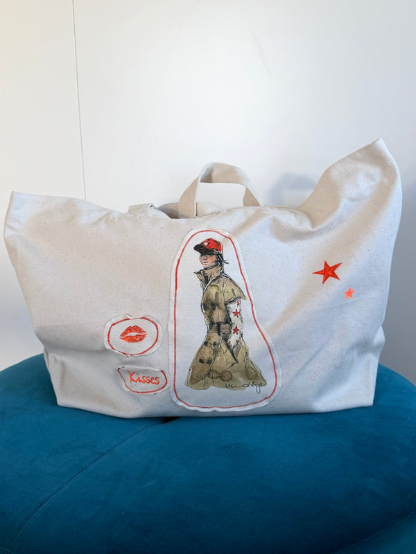 Shopping Bag Unikat – Handgezeichnete Applikationen NO. 1/10