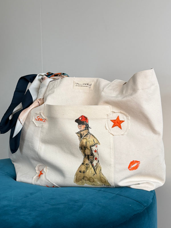 Shopping Bag Unikat – Handgezeichnete Applikationen NO. 6/10