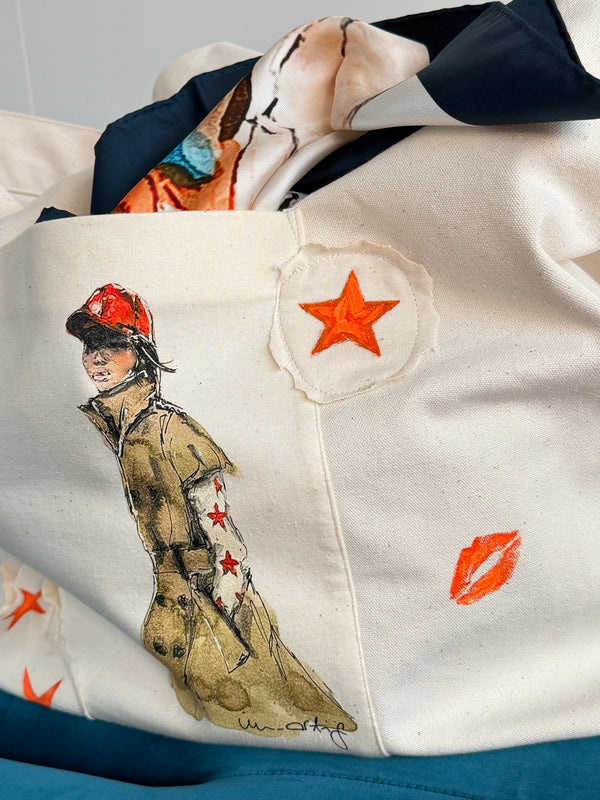 Shopping Bag Unikat – Handgezeichnete Applikationen NO. 6/10