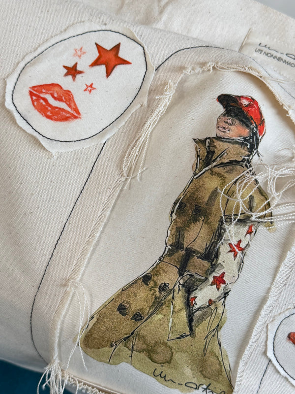 Shopping Bag Unikat – Handgezeichnete Applikationen NO. 7/10