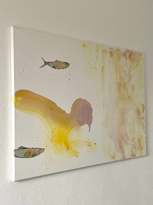 Kunstwerk "Fishes" auf weißer Wand | un-artig