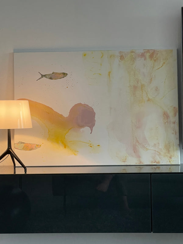 Kunstwerk "Fishes" mit Stehlampe | un-artig